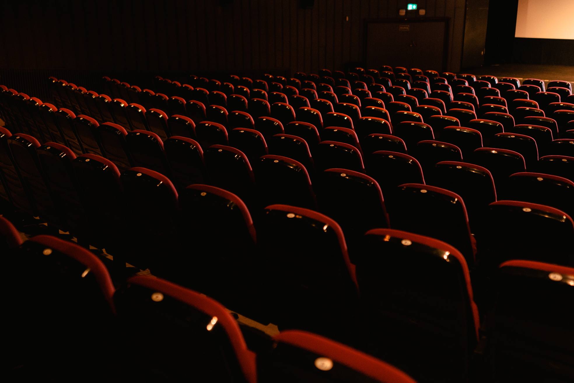 Ann Array of Red Chairs in a Movie Theater